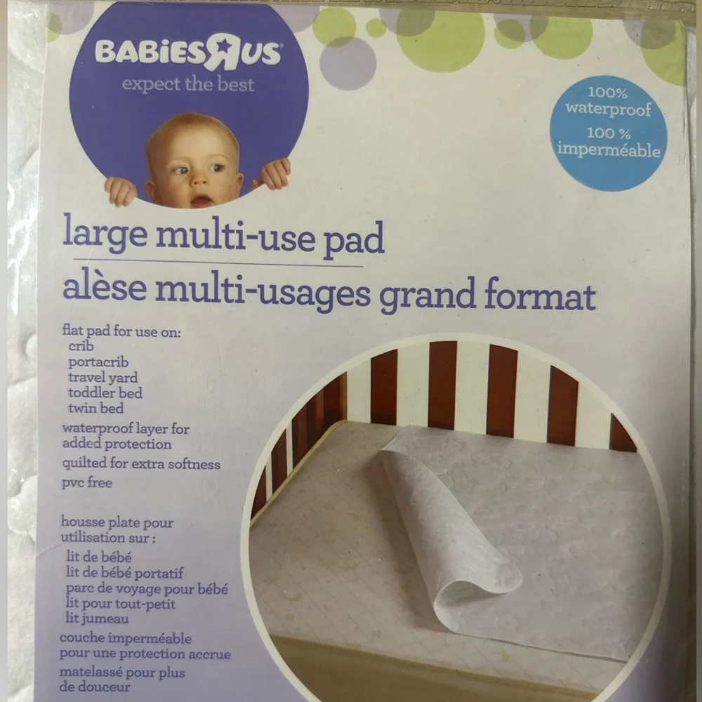 BabiesRUs White Quilted Large Multi-Use Mattress Pad